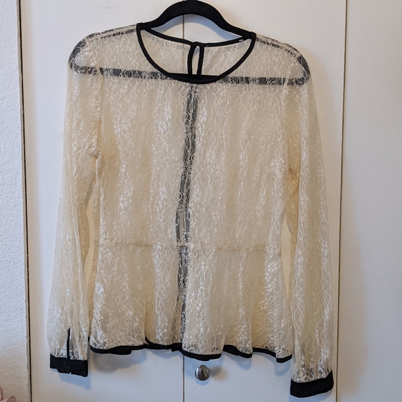 Sheer Ivory Lace Blouse - Picture 3 of 5